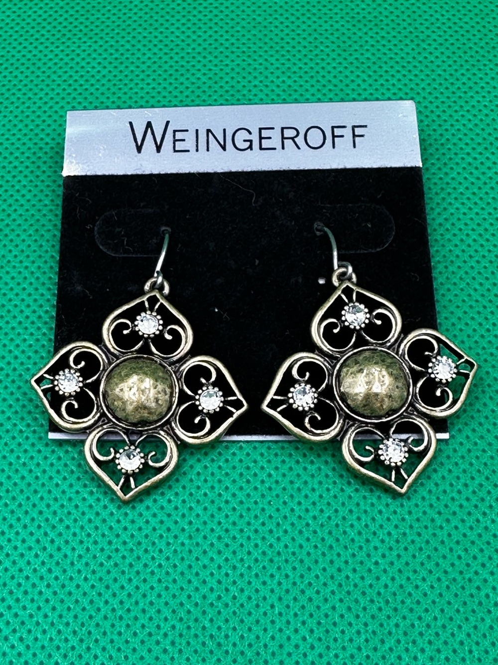 Weingeroff Antiqued Vintage-Inspired Bronze-Tone Filigree Dangle Drop Earrings